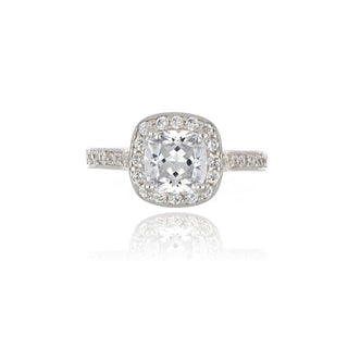 A&s Enchanted Collection Cushion Cut Cubic Zirconia Silver Cluster Ring