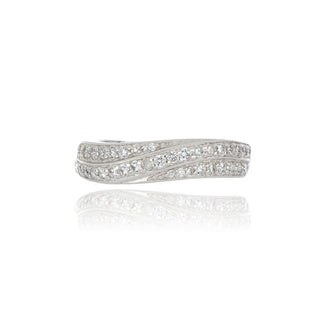 A&s Enchanted Collection Silver Cubic Zirconia Crossover Ring