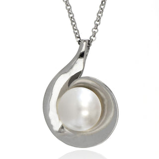 A&s Enchanted Collection Freshwater Pearl Silver Swirl Necklace