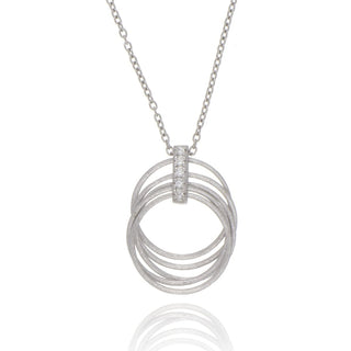 A&s Paradise Collection Silver Cubic Zirconia Circles Necklace