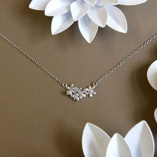 A&s Paradise Collection Silver Cubic Zirconia Flower And Bee Necklace