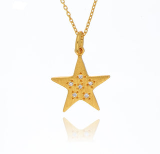 A&s Paradise Collection Yellow Gold Vermeil Cubic Zirconia Star Necklace