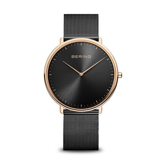 Bering Unisex Black Watch With A Mesh Bracelet