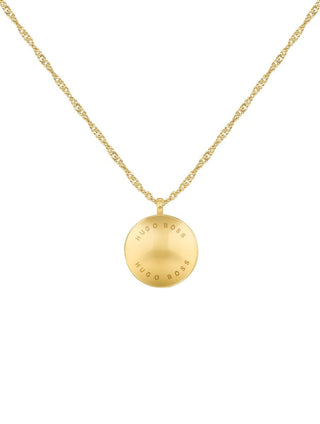 Boss Ladies Medallion Gold Ip Pendant Necklace