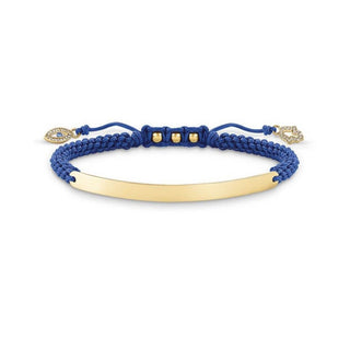 Thomas Sabo Yellow Gold Plated And Blue Nylon Love Bridge Bracelet