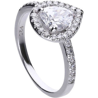 Diamonfire Silver Pear-shaped Cz Cluster Ring - Size K