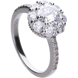 Diamonfire Silver Cz Cluster Ring With Cz Shoulders - Size P