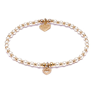 Annie Haak Pretty Pearl Heart Gold Charm Bracelet 17cm
