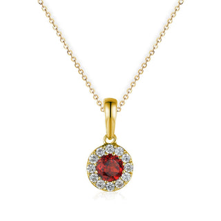 A&s Birthstone Collection 9ct Yellow Gold Garnet And Diamond January Birthstone Necklace