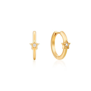 A&s Ear Styling Collection 14ct Yellow Gold Diamond Star Single Hoop Earring