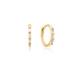 A&s Ear Styling Collection 14ct Yellow Gold Diamond 3 Stone Single Hoop Earring