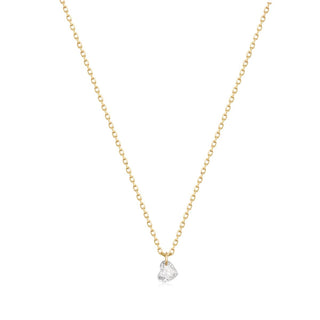 14ct Yellow Gold Floating Heart Diamond Necklace