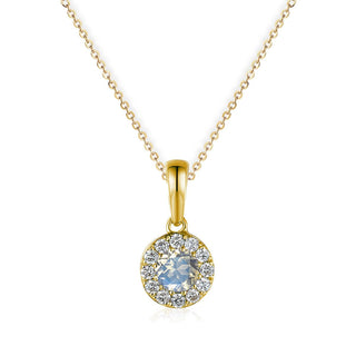 A&s Birthstone Collection 9ct Yellow Gold Moonstone And Diamond June Birthstone Necklace