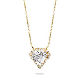 14ct Yellow Gold Diamond Cut White Topaz And Diamond Necklace