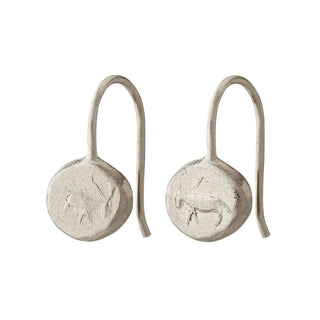 Alex Monroe Silver Antelope Fossil Drop Earrings