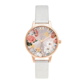 Olivia Burton Rose Gold Plated Shimmer Pearl Floral Strap Watch