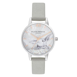 Olivia Burton Winter Wonderland Snow Globe Rabbit Grey Strap Watch