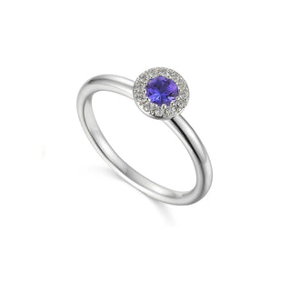 A&s Birthstone Collection 9ct White Gold Tanzanite And Diamond December Birthstone Ring