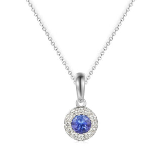 A&s Birthstone Collection 9ct White Gold Tanzanite And Diamond December Birthstone Necklace