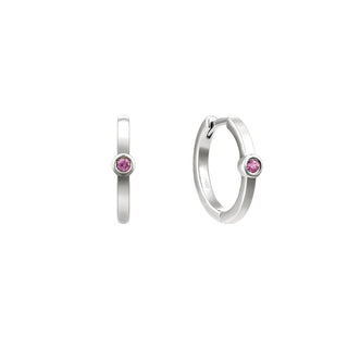 A&s Ear Styling Collection 14ct White Gold Pink Sapphire Single Hoop Earring
