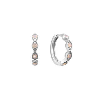 A&s Ear Styling Collection 14ct White Gold Opal 3 Stone Single Hoop Earring