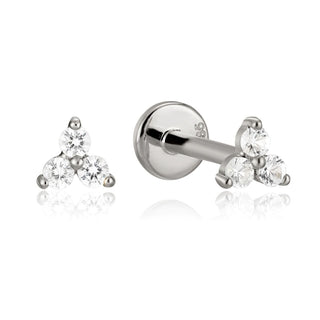 A&s Ear Styling Collection 14ct White Gold 0.05ct 3 Stone Diamond Single Stud Earring