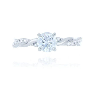 Platinum 0.82ct diamond twist solitaire with diamond set shoulders