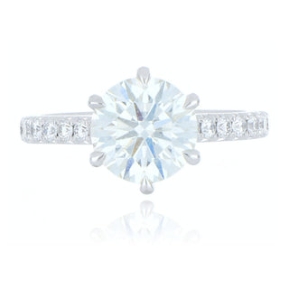 Platinum 2.47ct diamond solitaire ring with diamond set shoulders