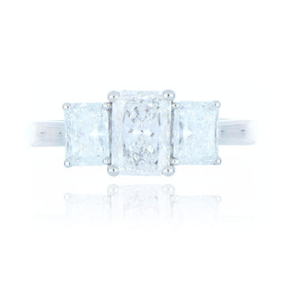 Platinum 2.02ct Radiant Cut Diamond 3 Stone Ring