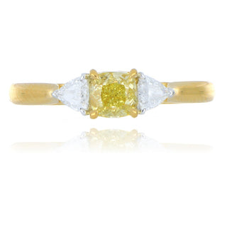 18ct yellow gold 0.60ct yellow diamond 3 stone ring