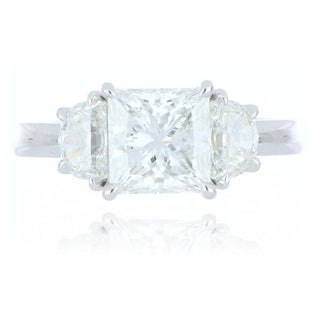 Platinum 2.02ct princess cut diamond 3 stone ring