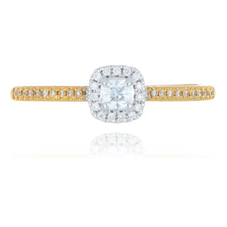 18ct yellow gold 0.12ct diamond cluster ring with stone set shoulders