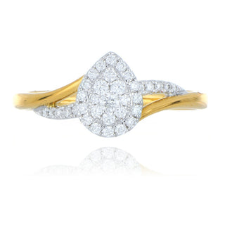 18ct yellow gold 0.25ct diamond pear twist cluster ring