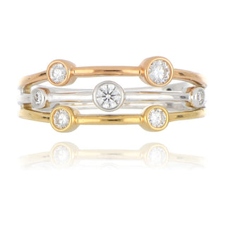 18ct white, rose and yellow gold 0.25ct diamond scatter ring