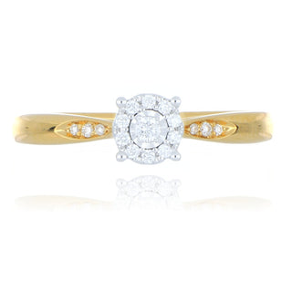 18ct yellow gold 0.10ct diamond cluster ring