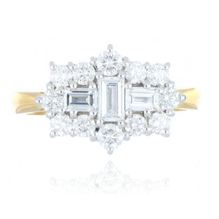 18ct Yellow Gold 1.32ct Diamond Cluster Ring
