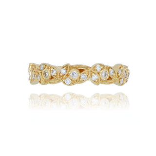18ct Yellow Gold 0.21ct Diamond Floral Half Eternity Ring