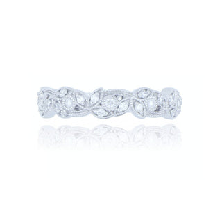 Platinum 0.20ct Diamond Floral Half Eternity Ring