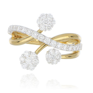 18ct yellow gold 0.79ct diamond flower cluster ring