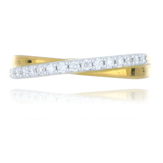 18ct yellow gold 0.19ct diamond crossover ring