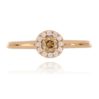 18ct rose gold 0.26ct cognac diamond halo ring