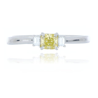 Platinum 0.31ct yellow diamond 3 stone ring