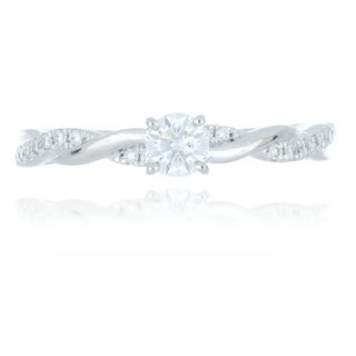 A&S Engagement Collection Platinum 0.25ct diamond solitaire ring with twisted diamond set shoulders