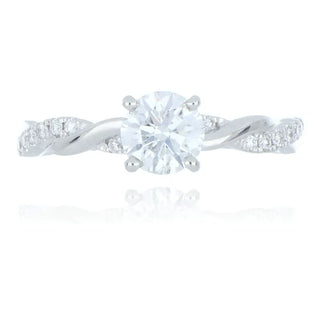 A&S Engagement Collection Platinum 0.81ct diamond solitaire ring with twisted diamond shoulders