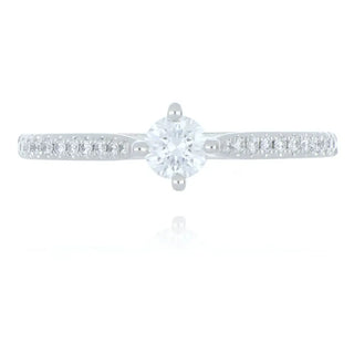 A&S Engagement Collection Platinum 0.26ct diamond solitaire ring with diamond set shoulders