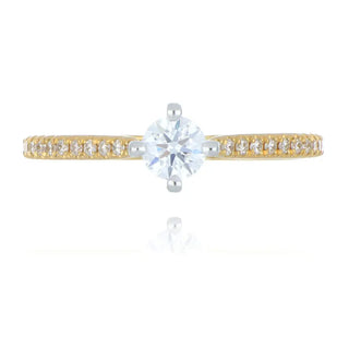 A&S Engagement Collection 18ct yellow gold 0.31ct diamond solitaire ring with diamond set shoulders