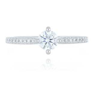 A&S Engagement Collection Platinum 0.47ct diamond solitaire ring with diamond set shoulders
