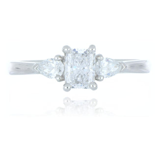 A&S Engagement Collection Platinum 0.52ct Diamond Radiant Cut 3 Stone Ring