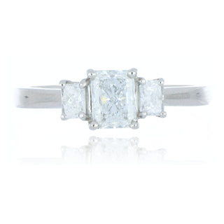 A&S Engagement Collection Platinum 0.71ct Diamond Radiant Cut 3 Stone Ring