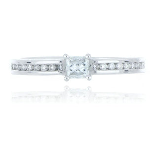 Platinum 0.33ct diamond solitaire ring with diamond set shoulders